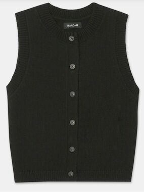 NWOT NAADAM Black Button-Front Knit Vest